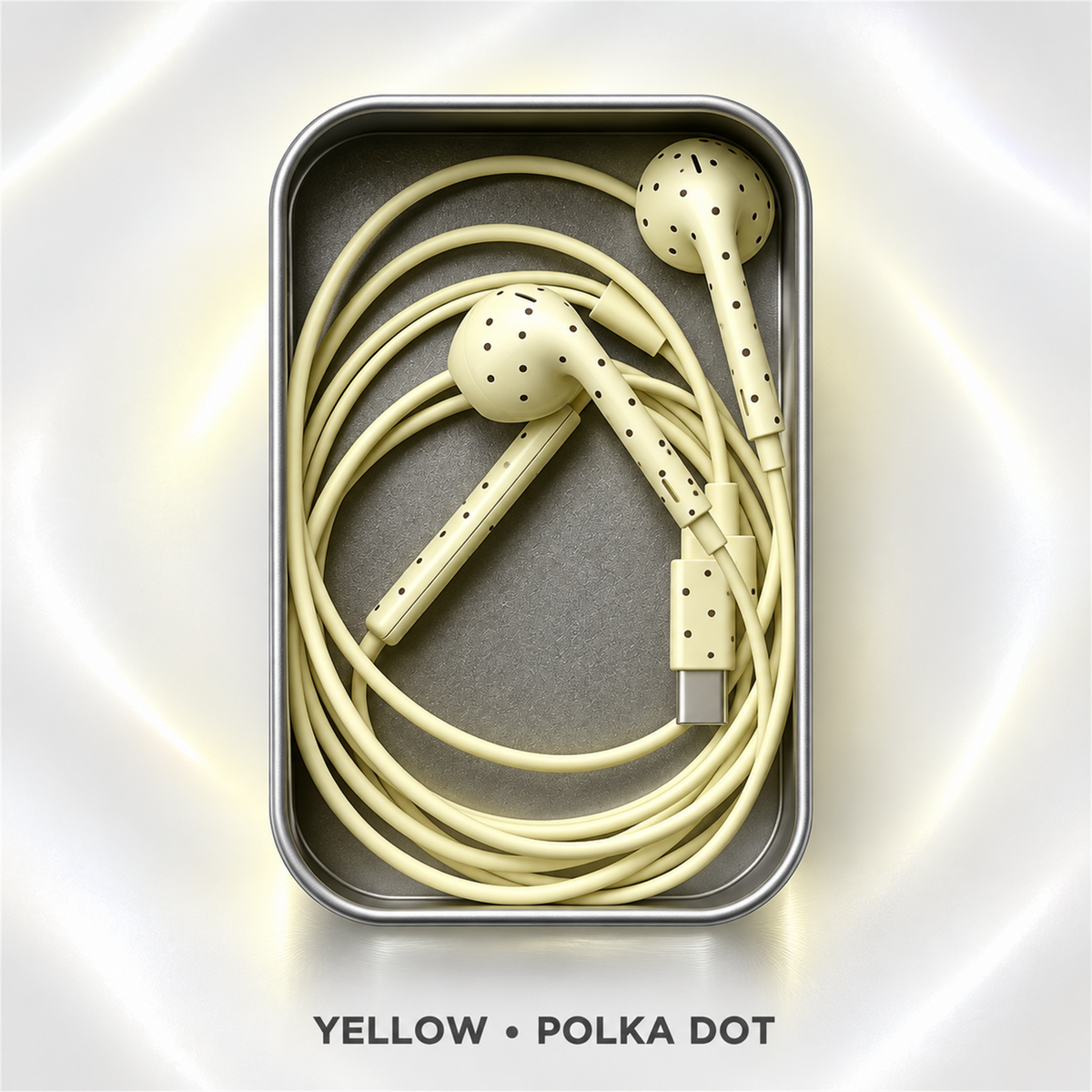 🎧✨ Cute Star & Polka Dot Type-C Wired Earbuds – Heavy Bass Earphones with Mic & Metal Storage Box 🌟
