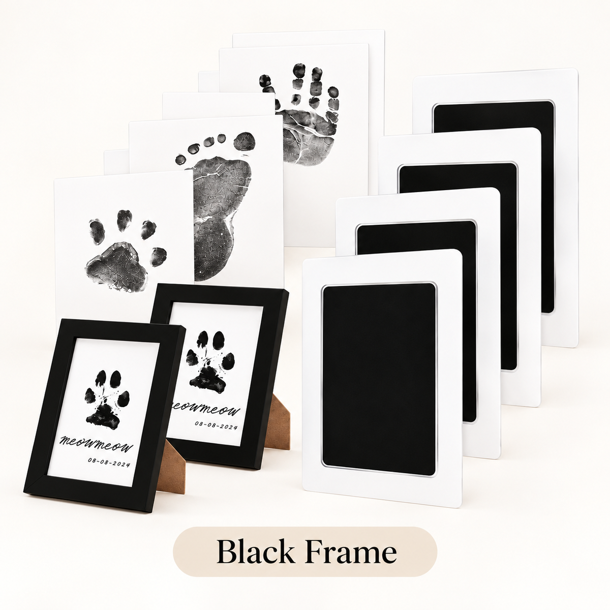 🐾 4-Pack Paw Print Kit with 2 Photo Frames – Mess-Free Ink Pads for Dogs & Cats 📸