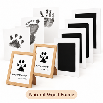 🐾 4-Pack Paw Print Kit with 2 Photo Frames – Mess-Free Ink Pads for Dogs & Cats 📸