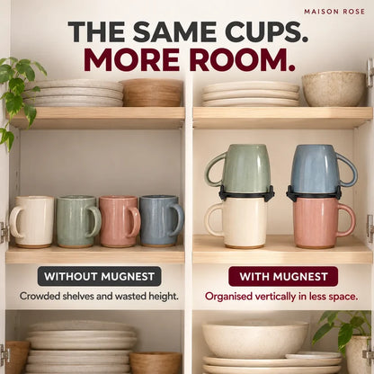 MugNest™ Adjustable Cup Stacking Organizer – Space-Saving Mug & Cabinet Storage Rack