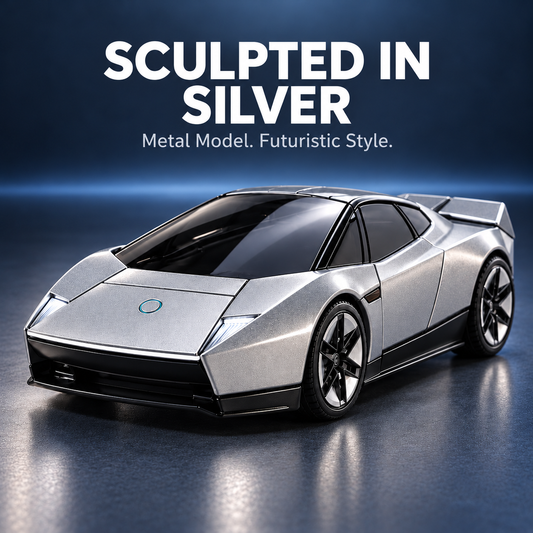 🏎️Silver 2-in-1 Transforming Sports Car & Robot – Futuristic Mecha Figure
