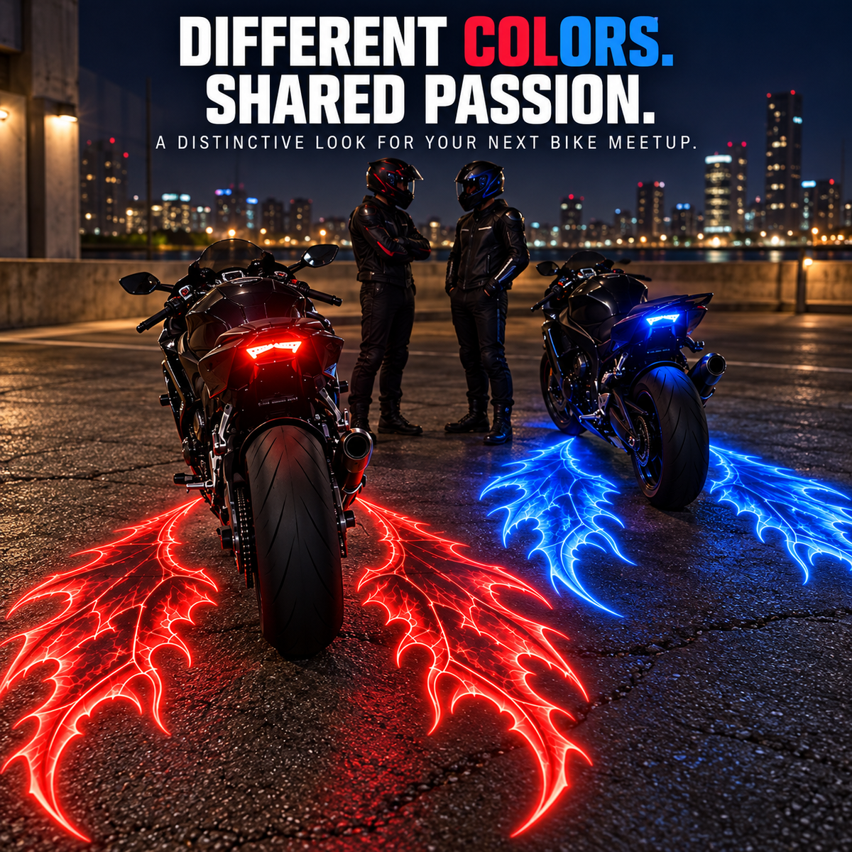 🏍️😈 Devil Wing Ground Projection Lights – 1 Pair of Motorcycle Accent Lights ✨