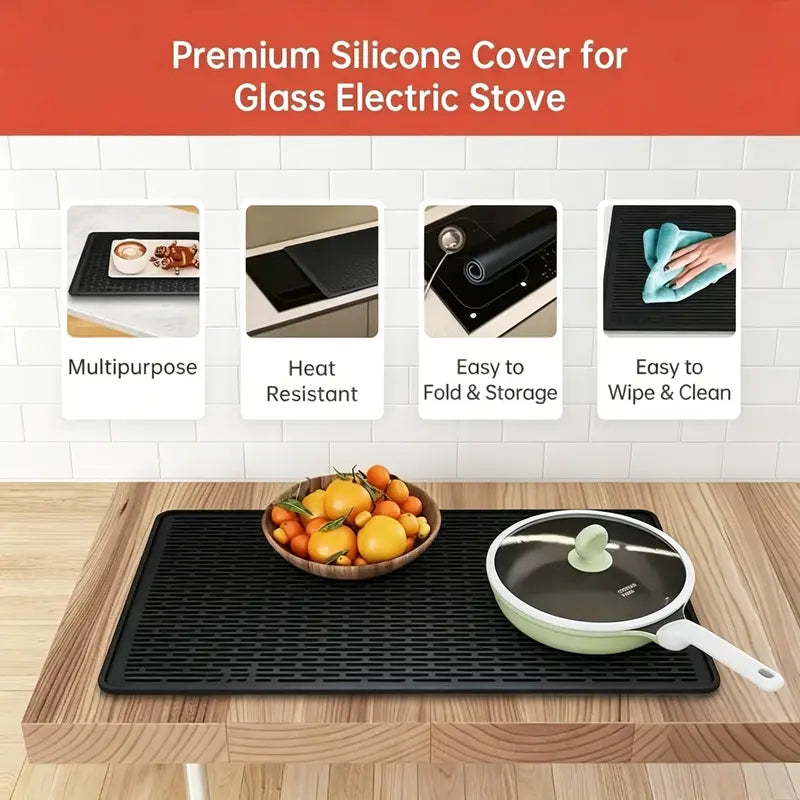🔥Multi-Purpose Silicone Stove Top Cover – Non-Slip Glass Cooktop Protector, Extra Counter Space & Kitchen Drying Mat