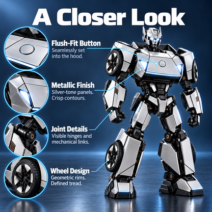 🏎️Silver 2-in-1 Transforming Sports Car & Robot – Futuristic Mecha Figure