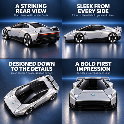 🏎️Silver 2-in-1 Transforming Sports Car & Robot – Futuristic Mecha Figure