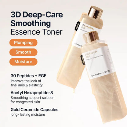 Silk Peptide EGF Smoothing Toner – 30 Peptides + Ceramides for Firmer, Plumper-Looking Skin