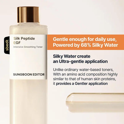 Silk Peptide EGF Smoothing Toner – 30 Peptides + Ceramides for Firmer, Plumper-Looking Skin