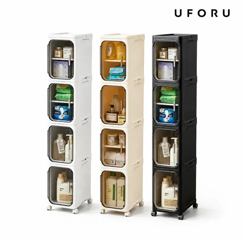 Space-Saving Slim Storage Cabinet – Foldable Rolling Organizer for Bathroom & Laundry