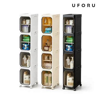 Space-Saving Slim Storage Cabinet – Foldable Rolling Organizer for Bathroom & Laundry