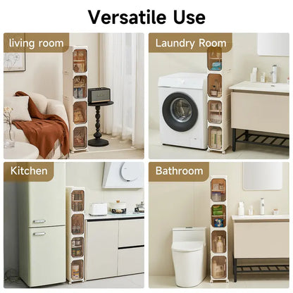 Space-Saving Slim Storage Cabinet – Foldable Rolling Organizer for Bathroom & Laundry