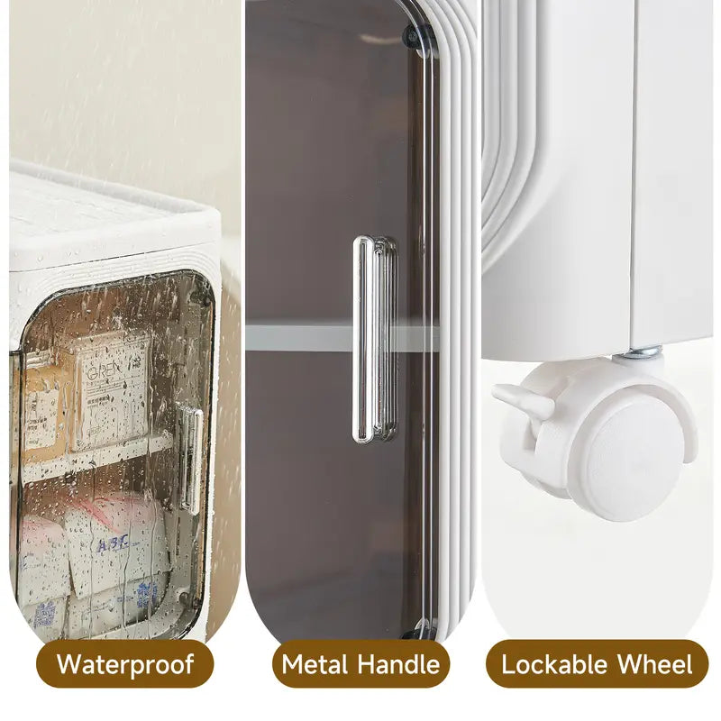 Space-Saving Slim Storage Cabinet – Foldable Rolling Organizer for Bathroom & Laundry