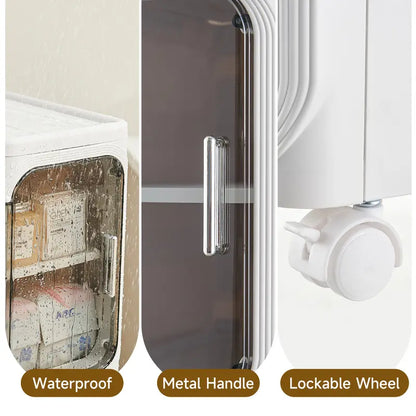 Space-Saving Slim Storage Cabinet – Foldable Rolling Organizer for Bathroom & Laundry