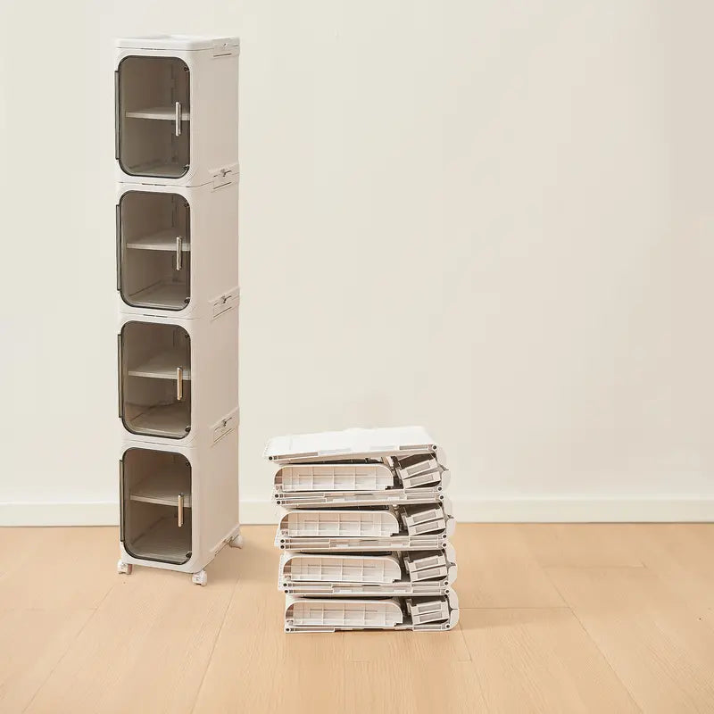 Space-Saving Slim Storage Cabinet – Foldable Rolling Organizer for Bathroom & Laundry