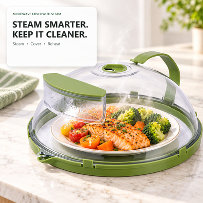 🍽️✨ 10-Inch Microwave Splatter Cover – Insulated Food Dome with Water Steamer 💧