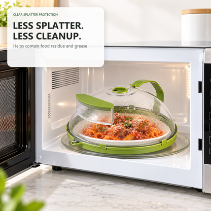 🍽️✨ 10-Inch Microwave Splatter Cover – Insulated Food Dome with Water Steamer 💧
