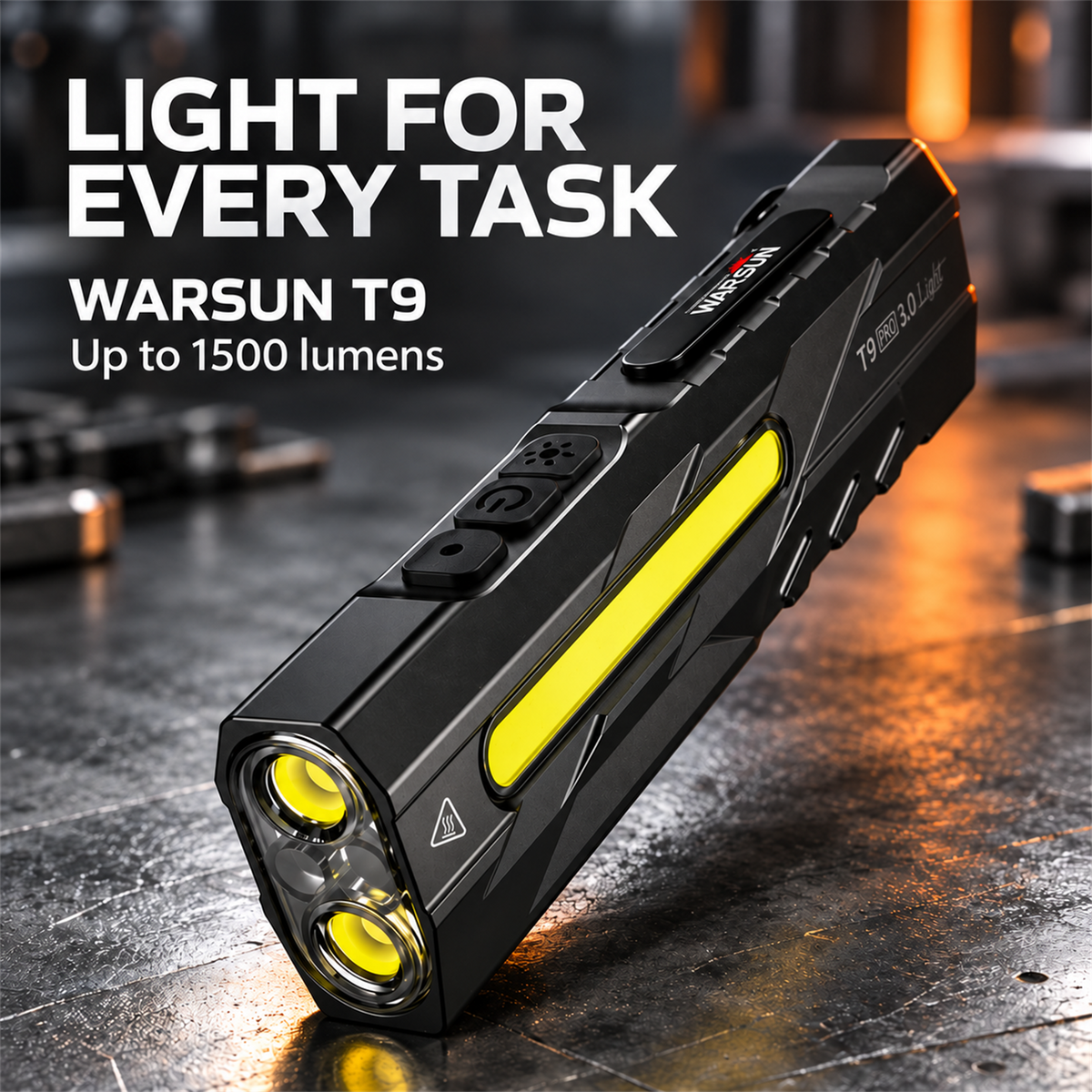 🔦 T9 EDC Flashlight – 1500 Lumens, Red Laser & UV Light, USB-C Rechargeable 🧲