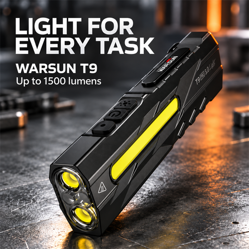 🔦 T9 EDC Flashlight – 1500 Lumens, Red Laser & UV Light, USB-C Rechargeable 🧲