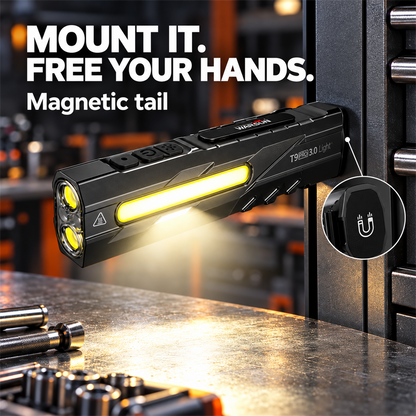 🔦 T9 EDC Flashlight – 1500 Lumens, Red Laser & UV Light, USB-C Rechargeable 🧲