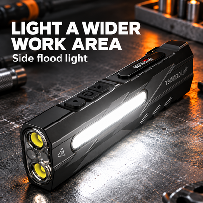 🔦 T9 EDC Flashlight – 1500 Lumens, Red Laser & UV Light, USB-C Rechargeable 🧲