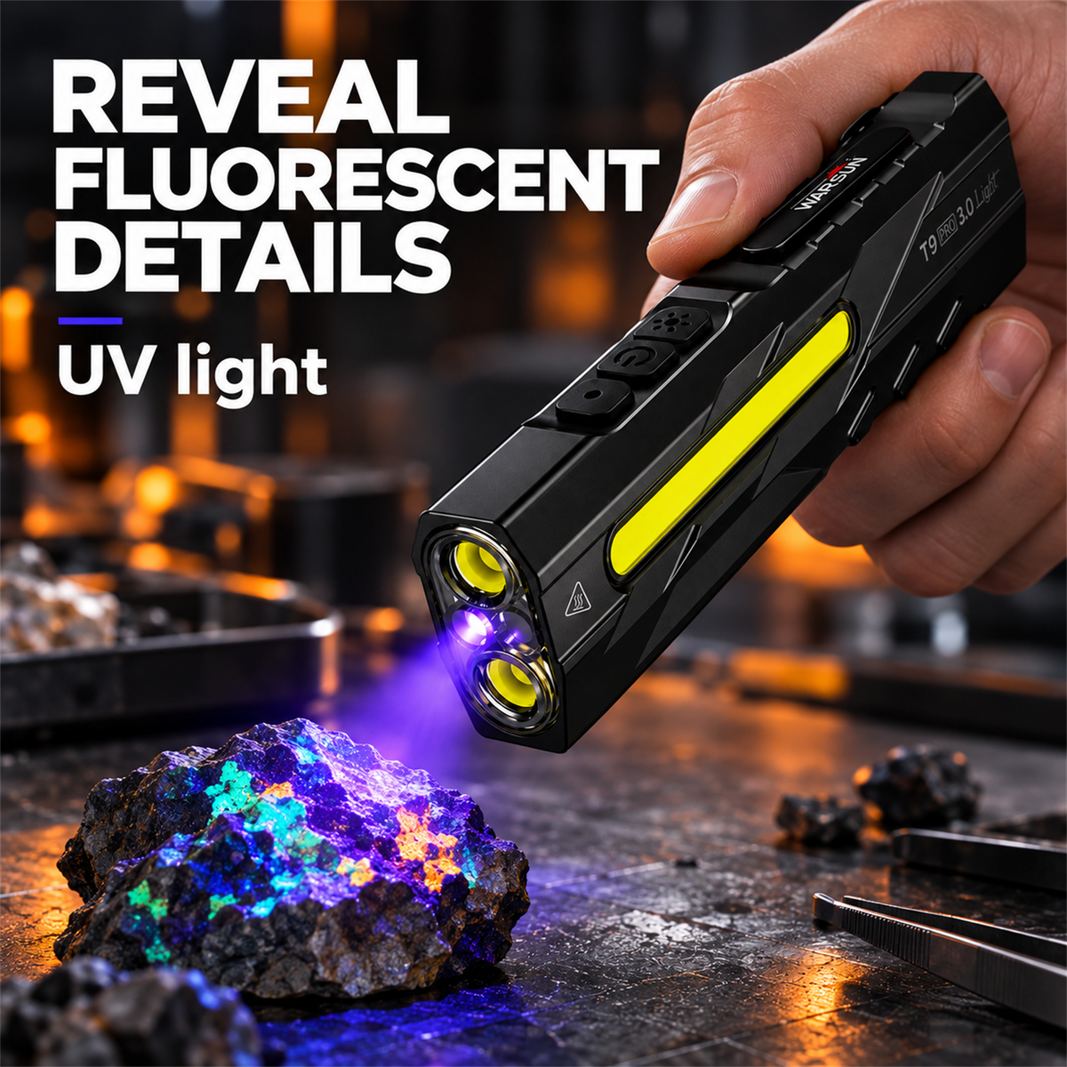 🔦 T9 EDC Flashlight – 1500 Lumens, Red Laser & UV Light, USB-C Rechargeable 🧲