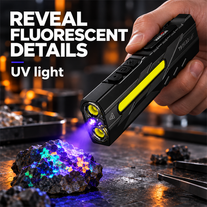 🔦 T9 EDC Flashlight – 1500 Lumens, Red Laser & UV Light, USB-C Rechargeable 🧲