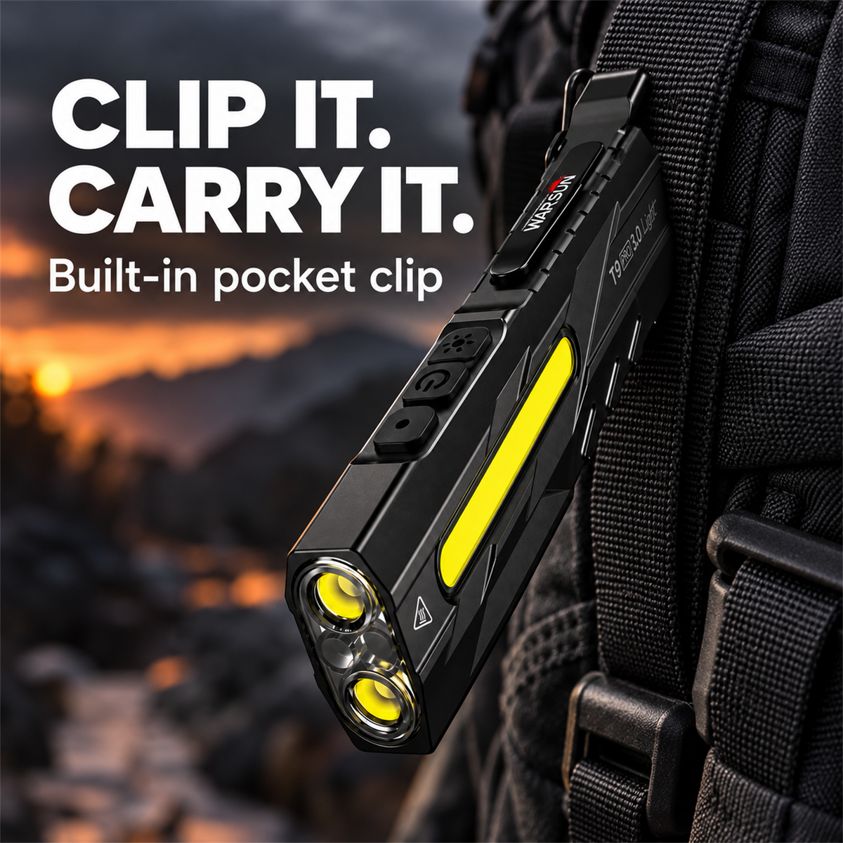 🔦 T9 EDC Flashlight – 1500 Lumens, Red Laser & UV Light, USB-C Rechargeable 🧲