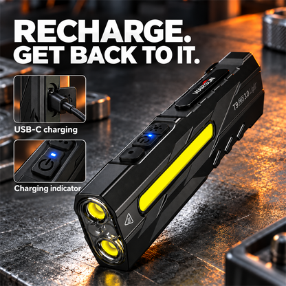🔦 T9 EDC Flashlight – 1500 Lumens, Red Laser & UV Light, USB-C Rechargeable 🧲
