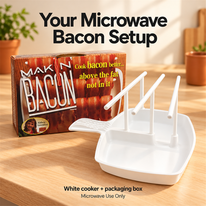 🥓 Microwave Bacon Cooker with Drip Tray – White