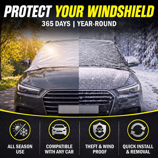 Weatherforce 365 All-Season Windshield Cover – Reversible Snow, Ice & Sun Protector with Magnetic Windproof Design