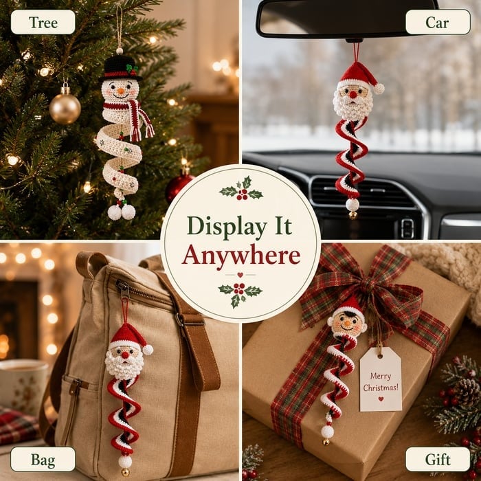 "🔥 LAST DAY 49% OFF – ☃️ Crochet Snowman Spiral Ornament DIY Kit | Complete Beginner-Friendly Set with Soft Yarn, Crochet Hook, Festive Beads, Snowflakes & Step-by-Step Guide 🧶🎄✨"