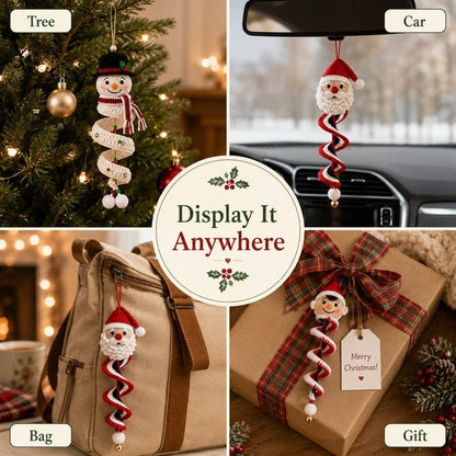 "🔥 LAST DAY 49% OFF – ☃️ Crochet Snowman Spiral Ornament DIY Kit | Complete Beginner-Friendly Set with Soft Yarn, Crochet Hook, Festive Beads, Snowflakes & Step-by-Step Guide 🧶🎄✨"