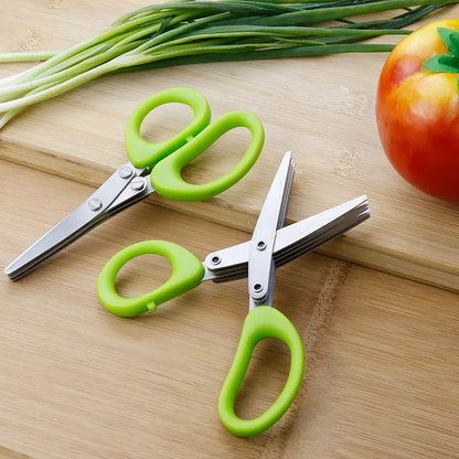 ✂️🌿 5-Blade Stainless Steel Herb Scissors with Protective Sheath ✨