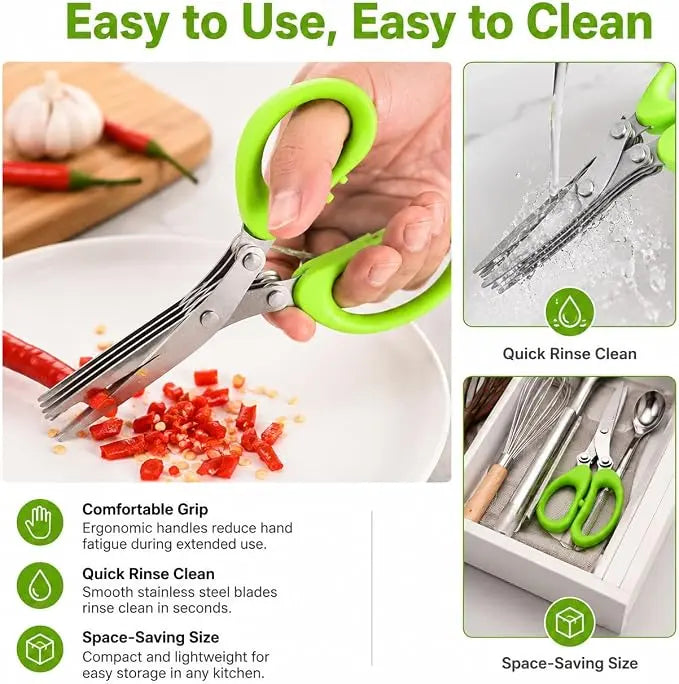 5-Blade Herb Scissors-Fast Kitchen Chopper for Fresh Herbs &Seasonings