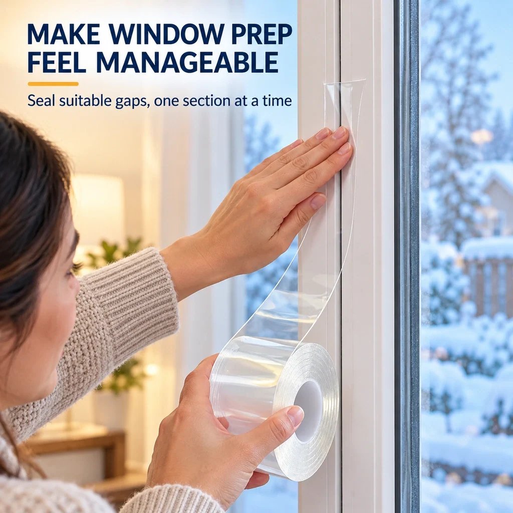 Clear window and door draft-sealing tape