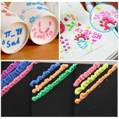 6-Color Magic Puffy Drawing Pens – Heat-Activated 3D Art Marker Set for Kids & DIY Crafts