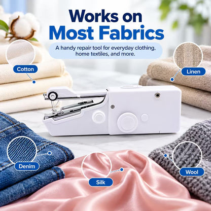 Portable Handheld Mini Sewing Machine – Compact Cordless Fabric Repair Tool for Clothes, Curtains & DIY Sewing