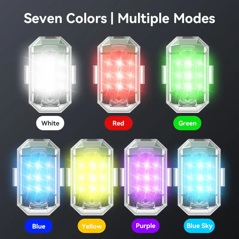 🚨 Rechargeable Wireless RGB LED Strobe Lights – High Brightness & Remote Control for Cars, Bikes & Drones ✨