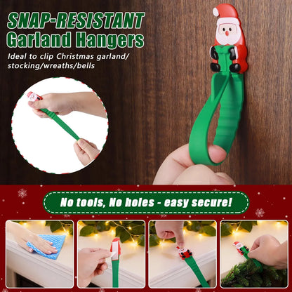 ⏳ Last Day 49% OFF – 🎄No-Drill Christmas Garland Hangers | 12 Santa Adhesive Hooks Holding Up To 5 lbs For Stockings, Wreaths & Holiday Decorations🎅 🎅