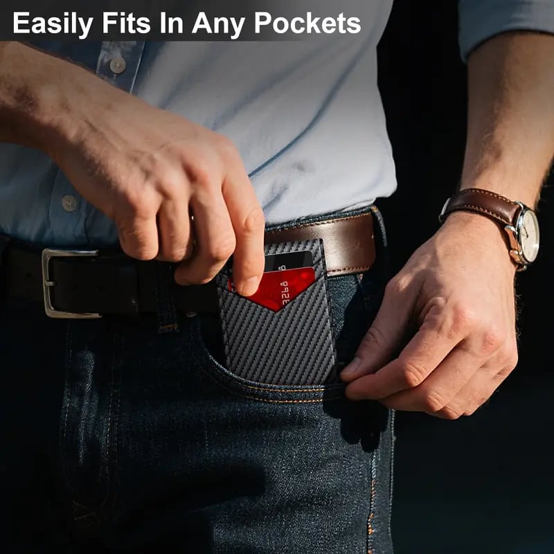 💳 Men's RFID Minimalist Bifold Wallet – Pop-Up Card Holder, Money Clip & ID Window 🎁