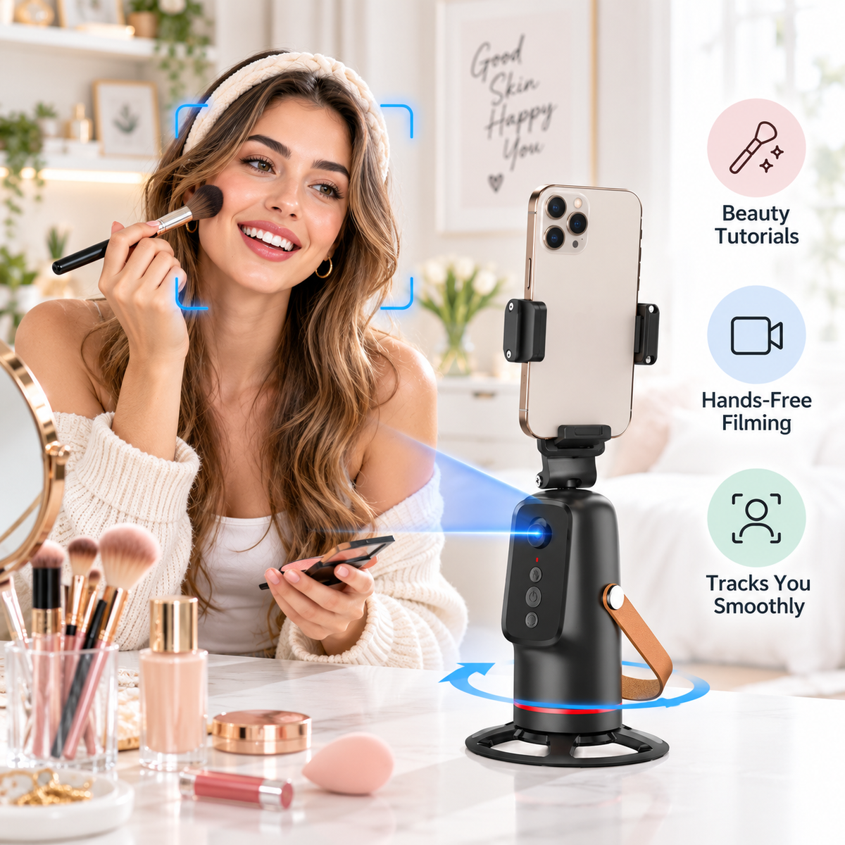 📱360° Auto Face Tracking Phone Holder  – Gesture Control Hands-Free Vlogging Stand