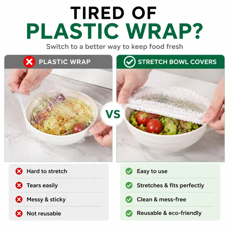 🍽️ Elastic Stretch Bowl Covers 🔁Disposable Microwave Safe Food Storage Covers