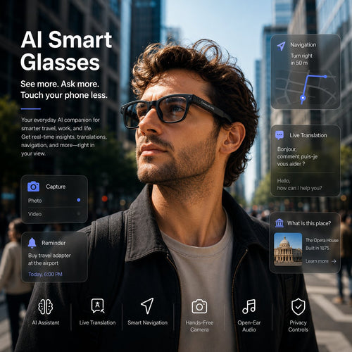 👓 50% OFF AI Smart Glasses 🎥 4K POV Camera | Multi-Language Translation & AR Navigation-H