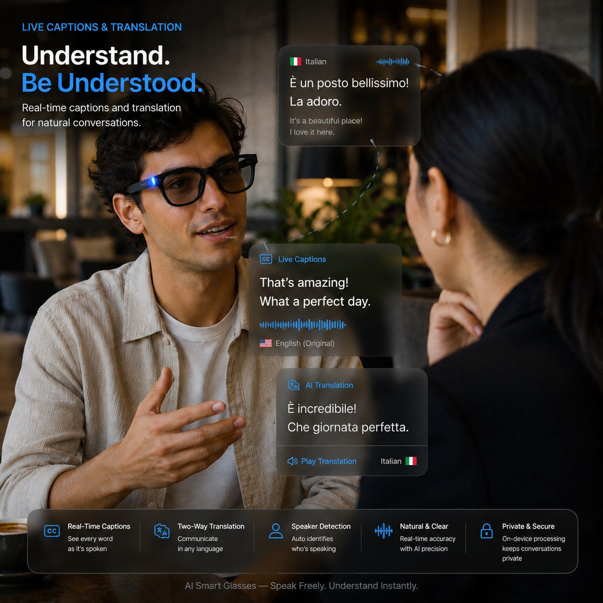 👓 50% OFF AI Smart Glasses 🎥 4K POV Camera | Multi-Language Translation & AR Navigation-H