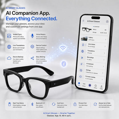 👓 50% OFF AI Smart Glasses 🎥 4K POV Camera | Multi-Language Translation & AR Navigation-H