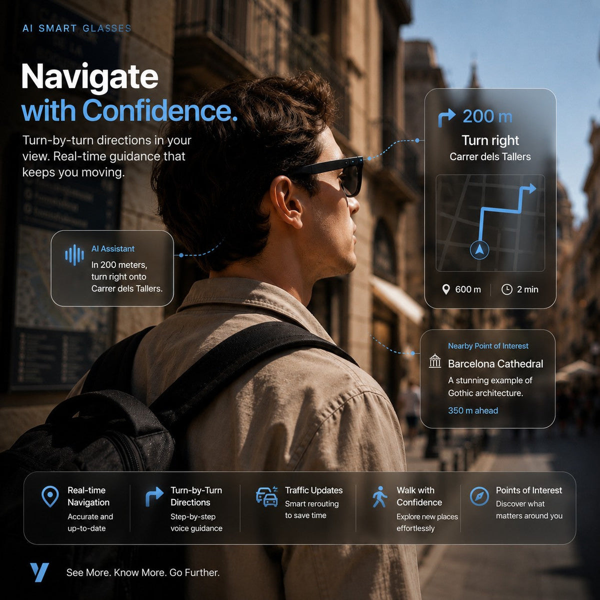 👓 50% OFF AI Smart Glasses 🎥 4K POV Camera | Multi-Language Translation & AR Navigation-H