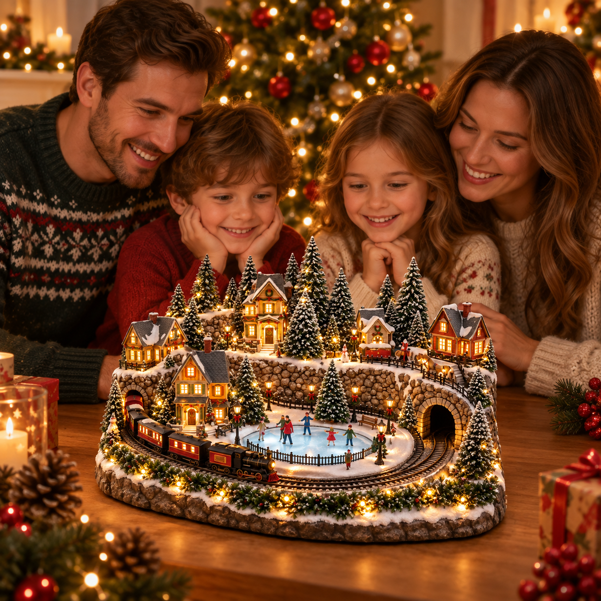 🎁Animated Holiday Train & Ice Rink Scene ✨🎁