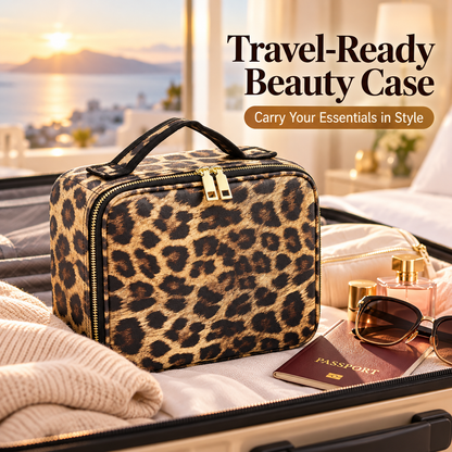 Travel Makeup Bag with LED Mirror – 3 Light Modes, Adjustable Dividers & Waterproof Cosmetic Organizer