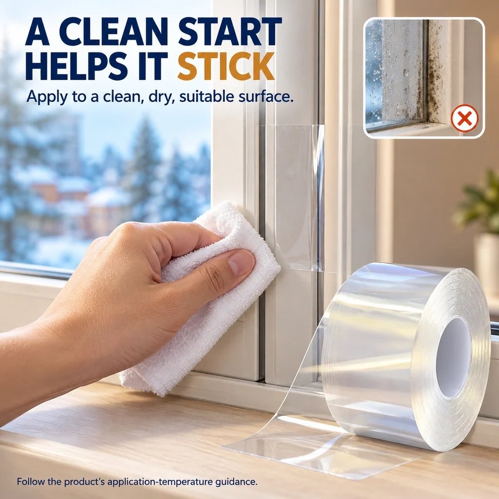 Clear window and door draft-sealing tape