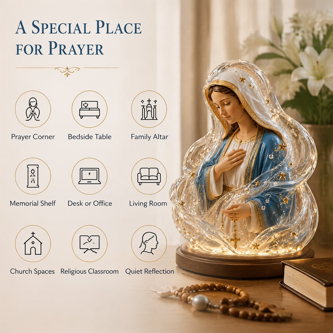 "🔥HOT SALE🔥🙏Our Lady of Starlight Illuminated Prayer Statue | Religious Decor & Faith Gift✨"