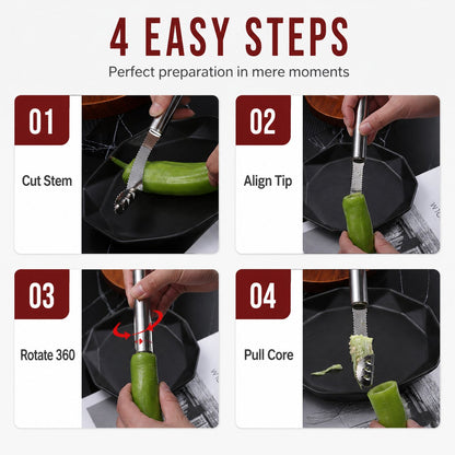 🌶️ Premium 304 Stainless Steel Pepper Corer – Kitchen Vegetable Seed Remover ✨